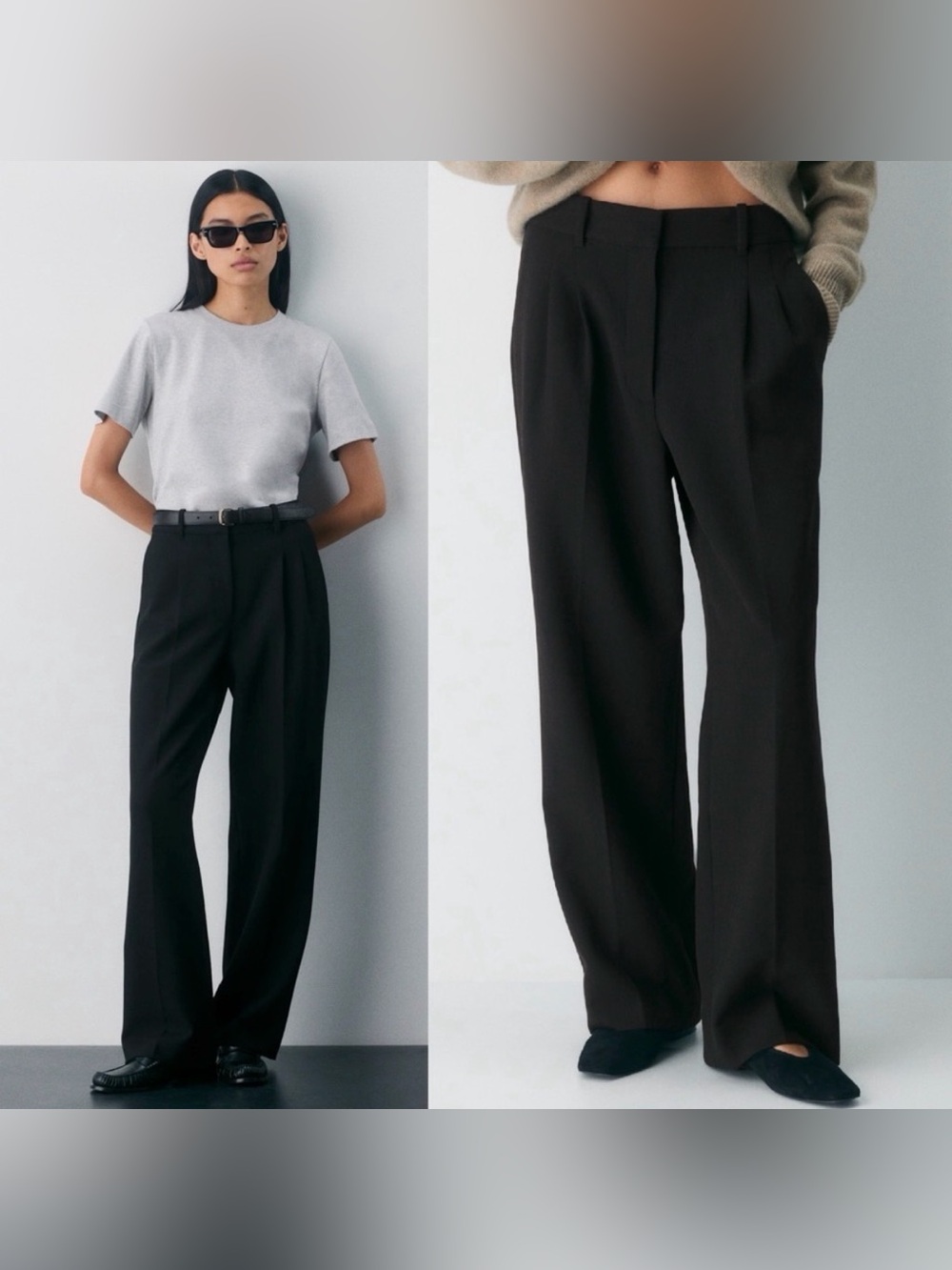 Aritzia- The Effortless Pant- (Re)ssential in Heather Black Size 6 Wide Leg